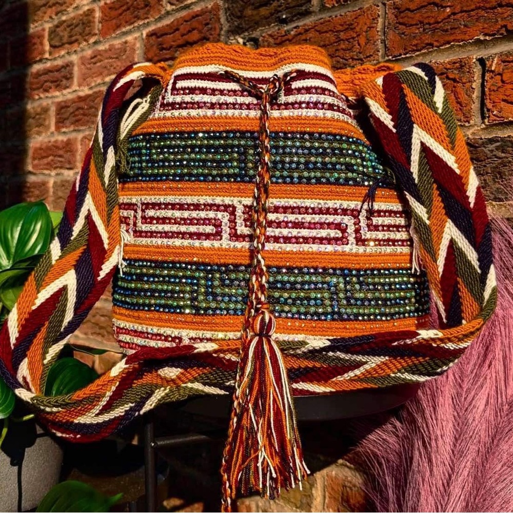Wayuu handcrafted Woven Women's Bag with Swarovski sparkles